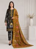 AYAAN COUTURE – Black & Mustard Floral Embroidered 3-Piece Suit