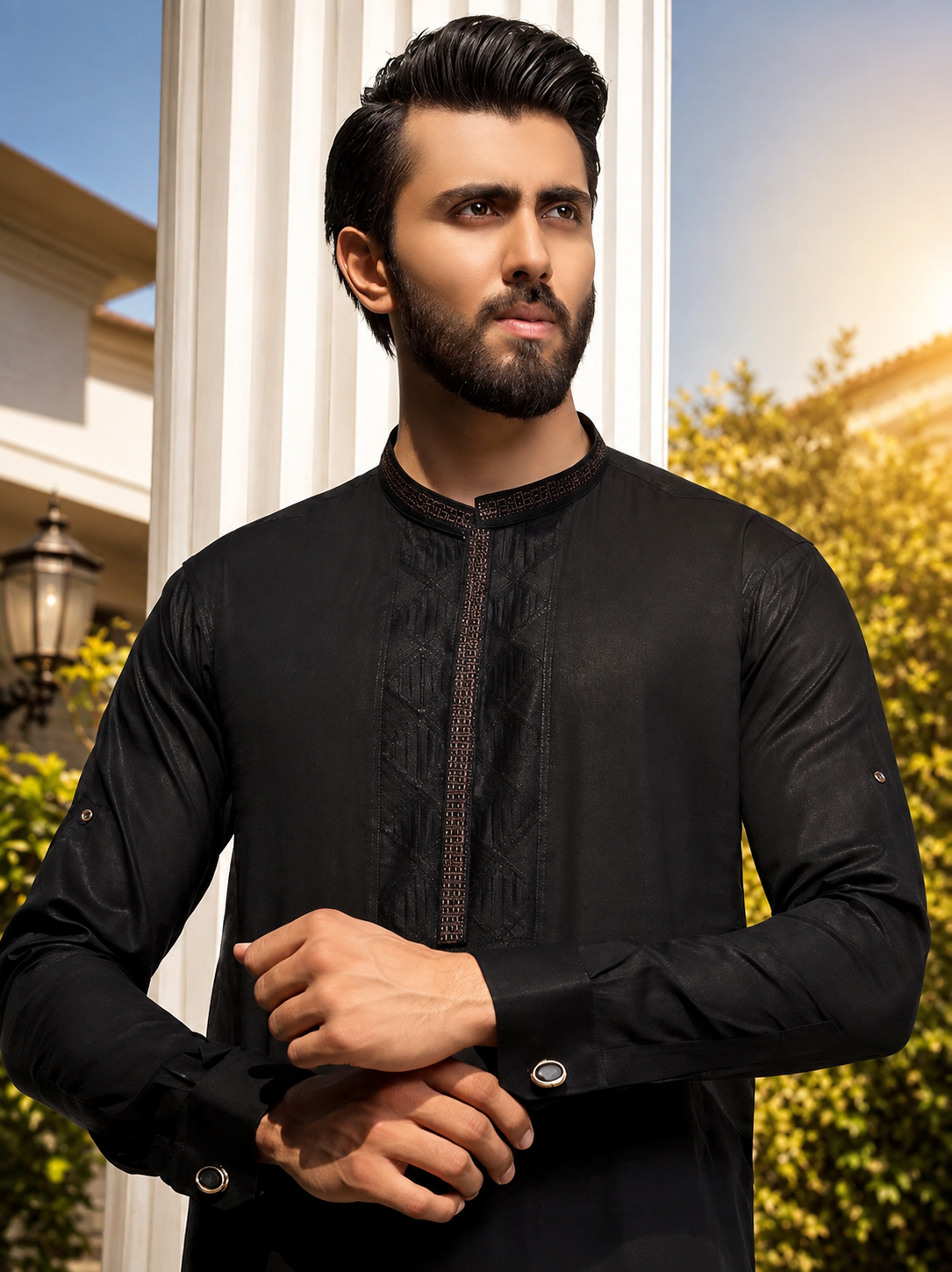 AYAAN NOIR – Premium Black Embroidered KURTA