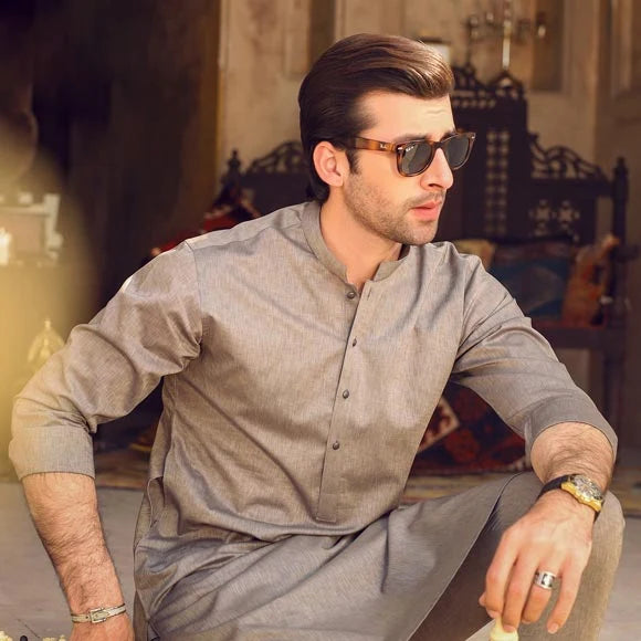 AYAAN Classic Grey Kurta Shalwar